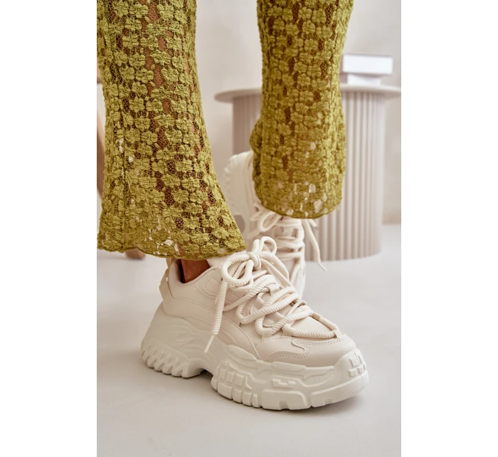 Dámské tenisky na masivní světle béžové model 21667369 - Boto Dámské tenisky na masivní světle béžové model 21667369 - Boto