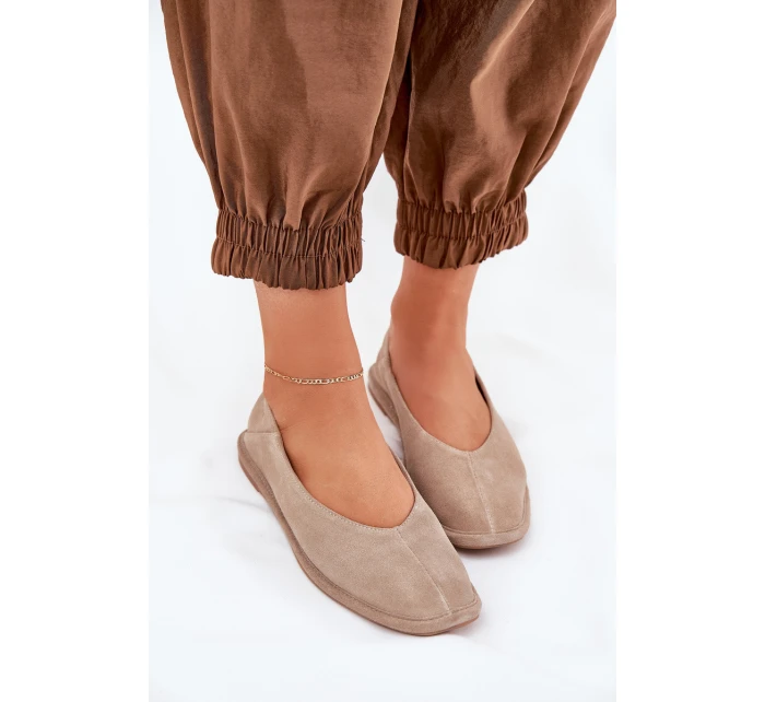 Semišové Dámské Baletky Big Star RR274082 Béžové Semišové Dámské Baletky Big Star RR274082 Béžové