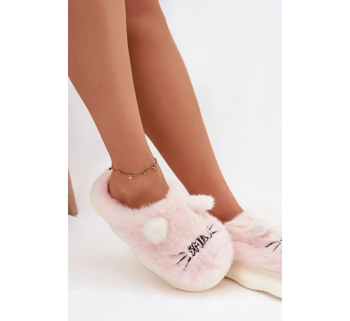 Kožešinové dámské pantofle Smile růžové model 21772470 - Boto