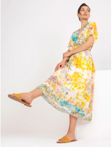 Šaty DHJ SK 15967 1.01P bílá a žlutá