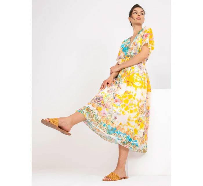 Šaty DHJ SK 15967 1.01P bílá a žlutá