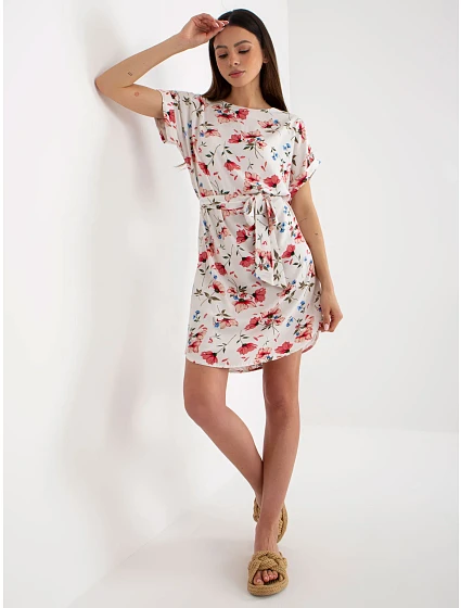 Sukienka WN SK model 21110920 biało czerwony - FPrice Sukienka WN SK model 21110920 biało czerwony - FPrice