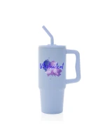 Personalizovaná cestovní termoska s barevným víčkem - Akvarelový otisk