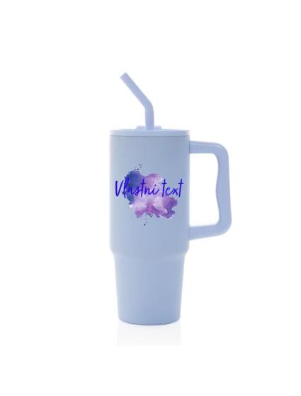 Personalizovaná cestovní termoska s barevným víčkem - Akvarelový otisk