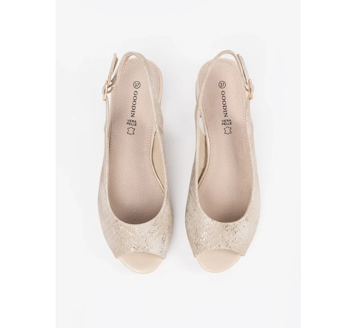 Pohodlné  sandály dámské hnědé na širokém podpatku