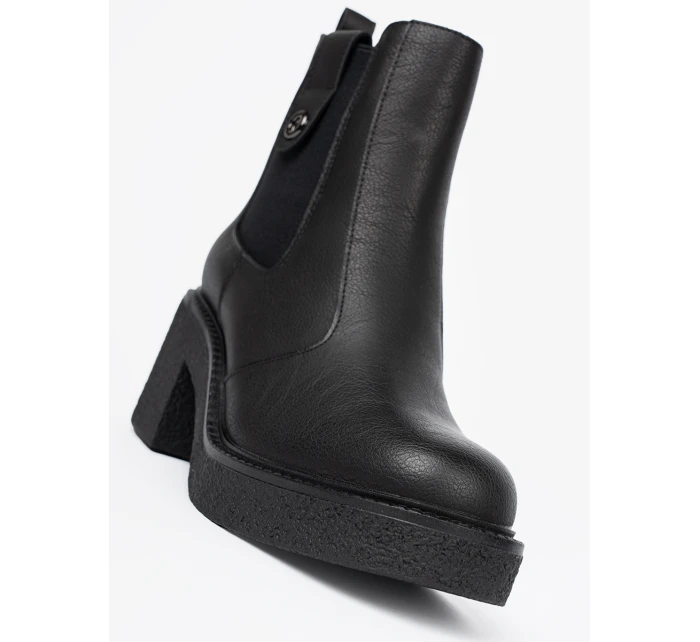 Exkluzívní dámské černé  kotníčkové boty platforma