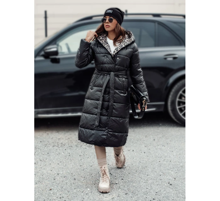 Dámská dlouhá prošívaná bunda s kapucí oboustranná černá Dstreet model 21980860 - FashionStreet