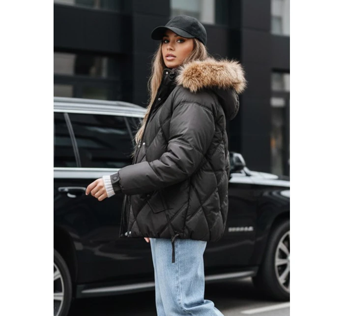 Dámská zimní prošívaná bunda s kapucí černá FashionStreet TY5232