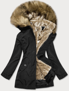 Černá dámská zimní bunda s odepínací kožešinovou podšívkou (M-21005)
