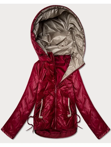 Lekko ocieplana krótka kurtka damska z kapturem Goodlookin ciemny czerwony (B8595-27)