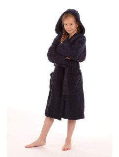 dětský župan Athena tmavě modrý s kapucí