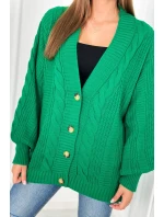 Svetr na knoflíky s model 18960083 rukávy zelený - K-Fashion Svetr na knoflíky s model 18960083 rukávy zelený - K-Fashion