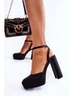 Dámské sandály třpytivé na podpatku Černe model 21596977 - Boto Dámské sandály třpytivé na podpatku Černe model 21596977 - Boto