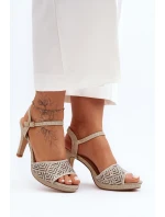Ozdobené sandály na podpatku D&A MR1038-44 Zlaté Ozdobené sandály na podpatku D&A MR1038-44 Zlaté