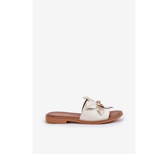 Sandály S Dekorací Přírodní Kůže Zazoo model 21682154 Bílé - Boto