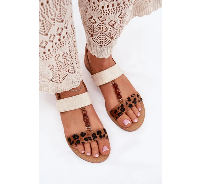 Ploché Dámské Sandály S Leopardí Hnědé model 21702265 - Boto