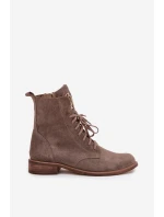 semišové workery s zlatým detailem na tmavě béžové model 21707504 - Zazoo semišové workery s zlatým detailem na tmavě béžové model 21707504 - Zazoo