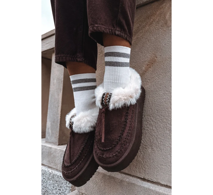 Dámské sněhule s kožíškem na platformě čokoládové model 21714860 - Boto Dámské sněhule s kožíškem na platformě čokoládové model 21714860 - Boto