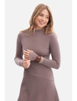 Žebrované midi šaty s asymetrickým pasem model 21379840 - BeWear Žebrované midi šaty s asymetrickým pasem model 21379840 - BeWear