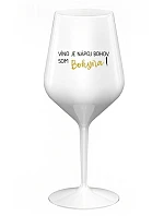 VÍNO JE NÁPOJ BOHOV. SOM BOHYŇA! - biely nerozbitný pohár na víno 470 ml