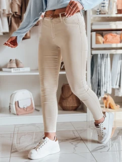 Dámské džínové kalhoty s páskem CLARET ve světle béžové barvě FashionStreet UY2440