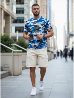 Tshirt męski z nadrukiem moro niebieski model 22223083 - FashionStreet Tshirt męski z nadrukiem moro niebieski model 22223083 - FashionStreet