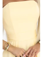 rozšířené midi šaty s páskem pastelově žluté model 22017316 - numoco rozšířené midi šaty s páskem pastelově žluté model 22017316 - numoco