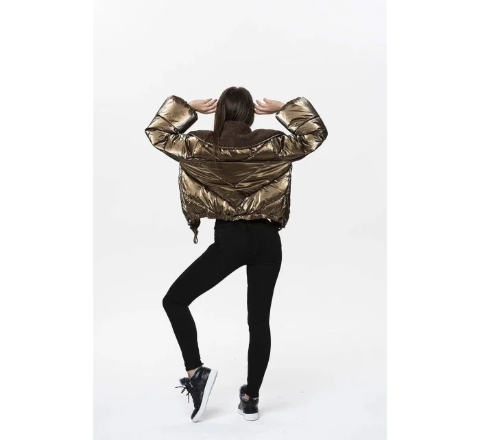 Hnědá krátká dámská oversize bunda se širokými rukávy (J9-016) Hnědá krátká dámská oversize bunda se širokými rukávy (J9-016)