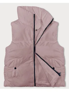 Růžová péřová dámská vesta se stojáčkem model 18914588 - J.STYLE