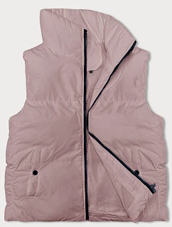 Růžová péřová dámská vesta se stojáčkem model 18914588 - J.STYLE