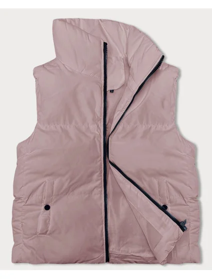 Růžová péřová dámská vesta se stojáčkem model 18914588 - J.STYLE Růžová péřová dámská vesta se stojáčkem model 18914588 - J.STYLE