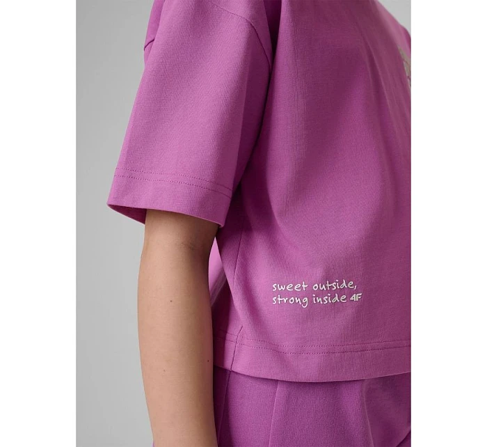 Dívčí volné tričko s potiskem 4F 4FJRSS26TTSHF3827-51S