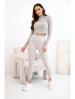 Dámské legíny s vysokým pasem a elastickým pasem béžové Dámské legíny s vysokým pasem a elastickým pasem béžové