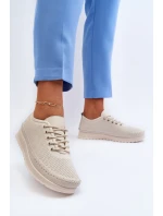 Kožené Sportovní Dámské Tenisky Beige Lalnai Kožené Sportovní Dámské Tenisky Beige Lalnai