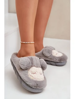 Teplé Kožené Pantofle Dámské Šedé model 21677919 - Boto