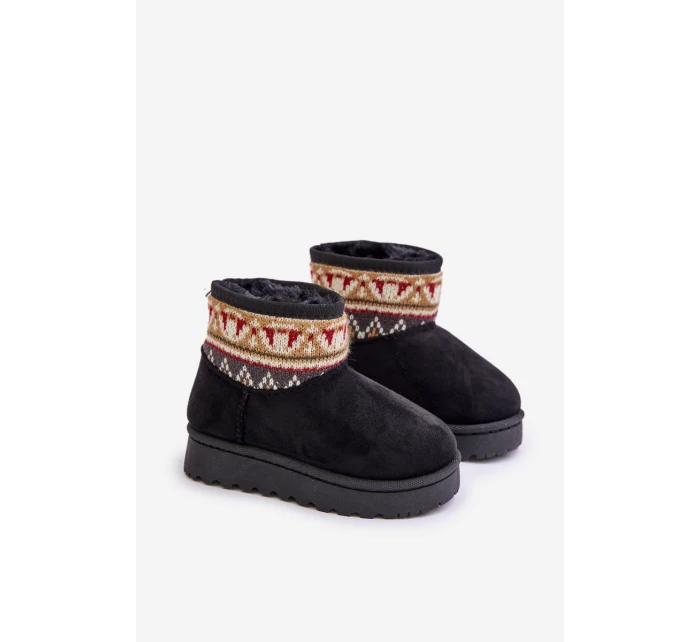 Dětské Sněhule Se Vzorovanou Vložkou Zateplené Kožíškem Černé Mirirae Dětské Sněhule Se Vzorovanou Vložkou Zateplené Kožíškem Černé Mirirae