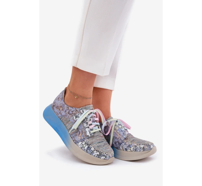 Dámské Kožené Polobotky Sneaker na Platformě Maciejka 06776A-06 Modré