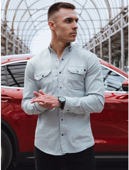 Pánská šedá džínová košile FashionStreet DX2578