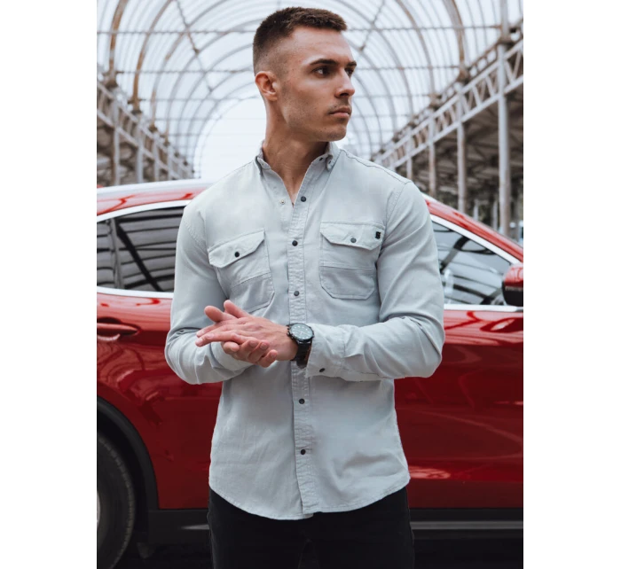 Pánská šedá džínová košile FashionStreet DX2578