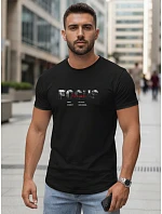 Tshirt męski z napisem bawełniany czarny model 22316019 - FashionStreet