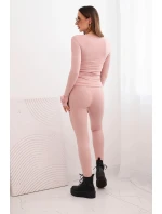 Dámská souprava z pruhované viskózy s dlouhým rukávem a legínami tmavě pudrově růžová Dámská souprava z pruhované viskózy s dlouhým rukávem a legínami tmavě pudrově růžová