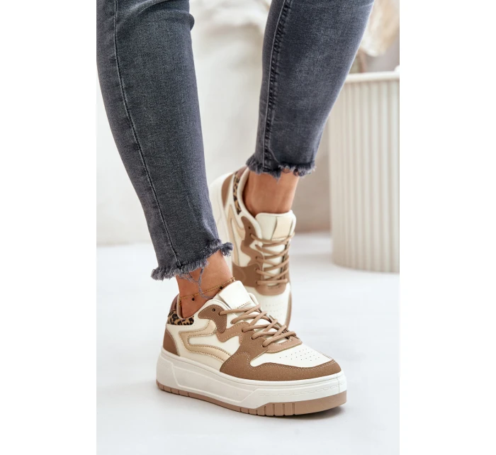Dámské sneakersy z eko kůže na platformě leopardí béžové model 21671309 - Boto Dámské sneakersy z eko kůže na platformě leopardí béžové model 21671309 - Boto