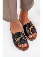 Kožené Ploché Elegantní Pantofle S Mašlí Lewski model 21684473 Černé - Boto Kožené Ploché Elegantní Pantofle S Mašlí Lewski model 21684473 Černé - Boto