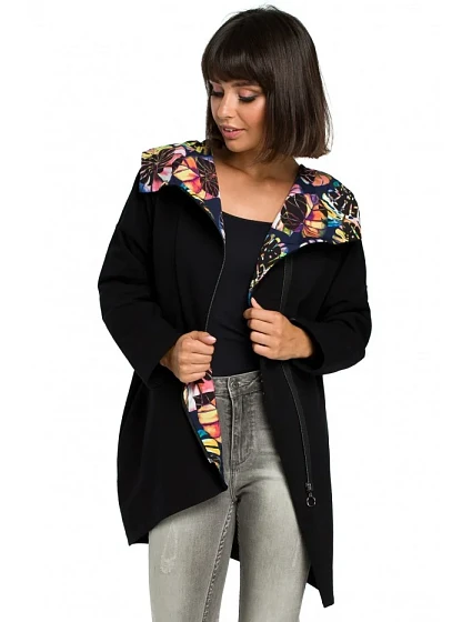 B091 Mikina na zip Oversized - černá