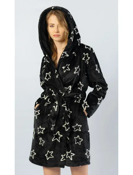 Dámský župan krátký s kapucí model 16255276 - Vienetta Dámský župan krátký s kapucí model 16255276 - Vienetta