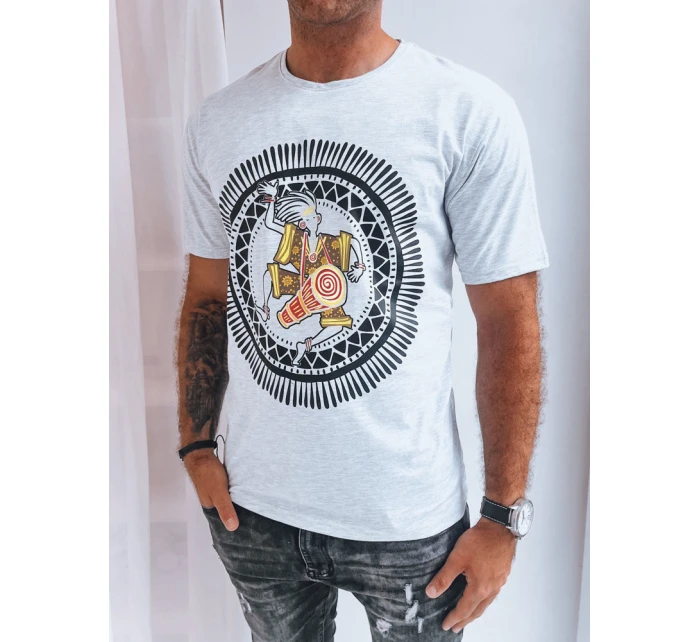 Světle šedé pánské tričko s potiskem FashionStreet RX5300