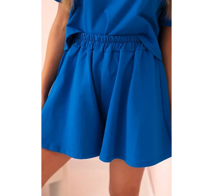 Dámský bavlněný komplet s širokými šortkami chrpově modrá Dámský bavlněný komplet s širokými šortkami chrpově modrá