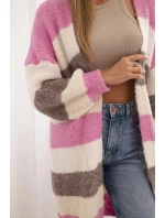 Dámský kardigan s vlnou v  růžový model 21264662 - K-Fashion