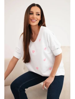 Dámská bavlněná blůza s dlouhým rukávem a srdíčky model 21890106 - K-Fashion