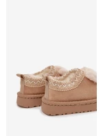 Dětské sněhule s výšivkou a mašlí Béžové Daven